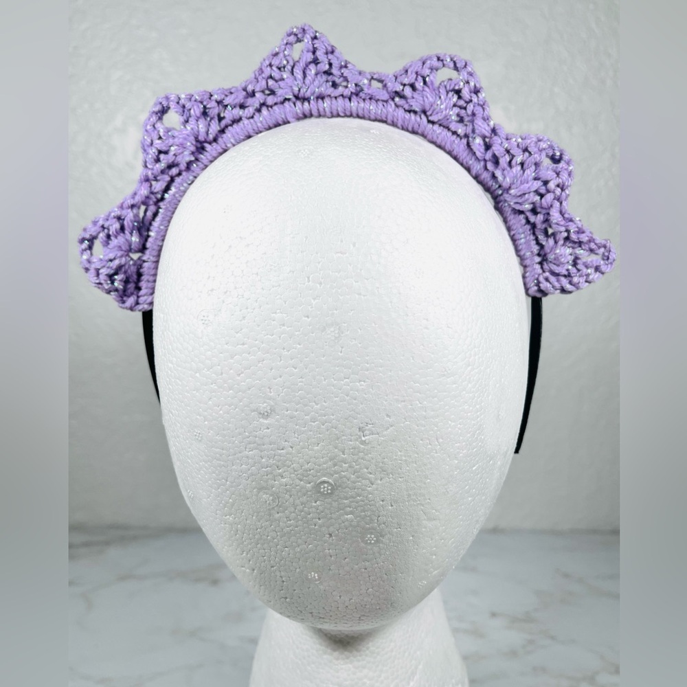 Purple Crochet Crown Headband